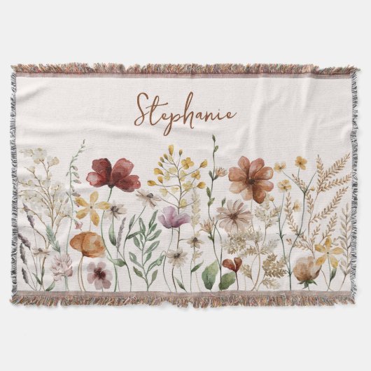 Mit Monogramm Aquarellfarben Wildblume Hübsch Decke (Vorderseite)