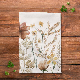 Mit Monogramm Aquarellfarben Wildblume Hübsch Geschirrtuch