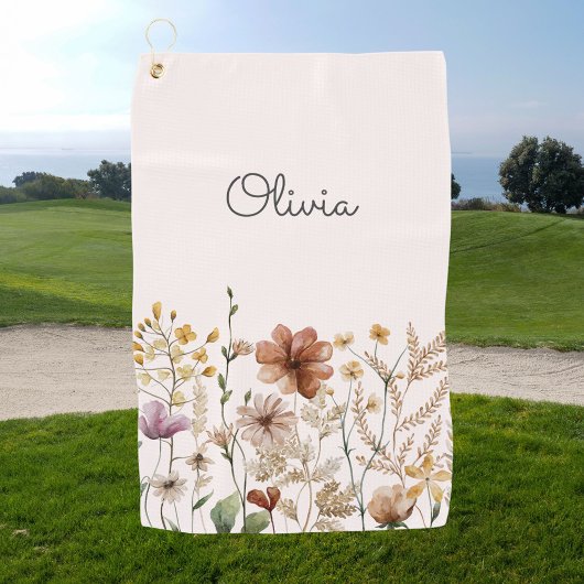 Mit Monogramm Aquarellfarben Wildblume Hübsch Golfhandtuch