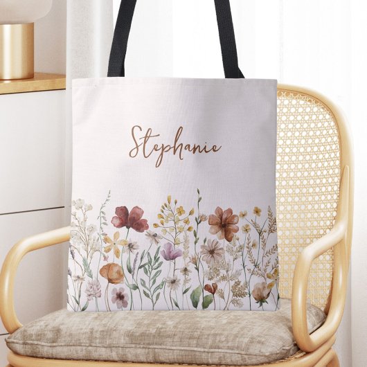 Mit Monogramm Aquarellfarben Wildblume Hübsch Tasche