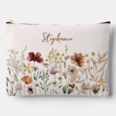 Mit Monogramm Aquarellfarben Wildblume Hübsch Zubehörtasche (Vorderseite)