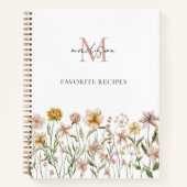 Mit Monogramm Aquarellfarben Wildblume Rezept Buch (Vorderseite)