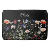 Mit Monogramm Aquarellfarben - Wildblume Wiese Badematte (Vorderseite)