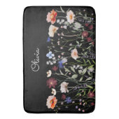 Mit Monogramm Aquarellfarben - Wildblume Wiese Badematte (Vorderseite Vertikal)