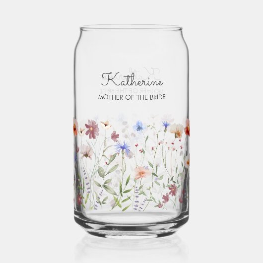 Mit Monogramm Aquarellfarben - Wildblume Wiese Dosenglas (Rückseite)