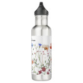 Mit Monogramm Aquarellfarben - Wildblume Wiese Edelstahlflasche (Rechts)