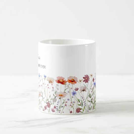 Mit Monogramm Aquarellfarben - Wildblume Wiese Kaffeetasse (Mittel)