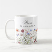 Mit Monogramm Aquarellfarben - Wildblume Wiese Kaffeetasse (Links)