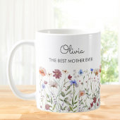Mit Monogramm Aquarellfarben - Wildblume Wiese Kaffeetasse