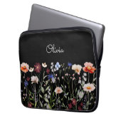 Mit Monogramm Aquarellfarben - Wildblume Wiese Laptopschutzhülle (Vorderseite Links)