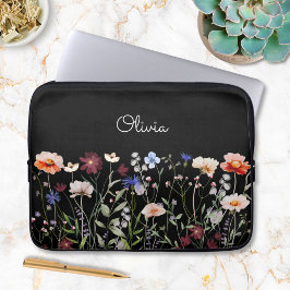 Mit Monogramm Aquarellfarben - Wildblume Wiese Laptopschutzhülle