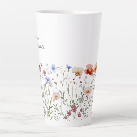 Mit Monogramm Aquarellfarben - Wildblume Wiese Milchtasse (Vorderseite)