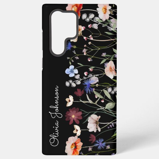 Mit Monogramm Aquarellfarben - Wildblume Wiese Samsung Galaxy Hülle (Rückseite)