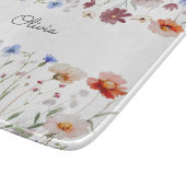 Mit Monogramm Aquarellfarben - Wildblume Wiese Schneidebrett (Ecke)