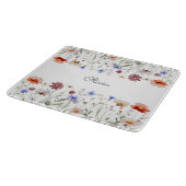 Mit Monogramm Aquarellfarben - Wildblume Wiese Schneidebrett (Ecke)