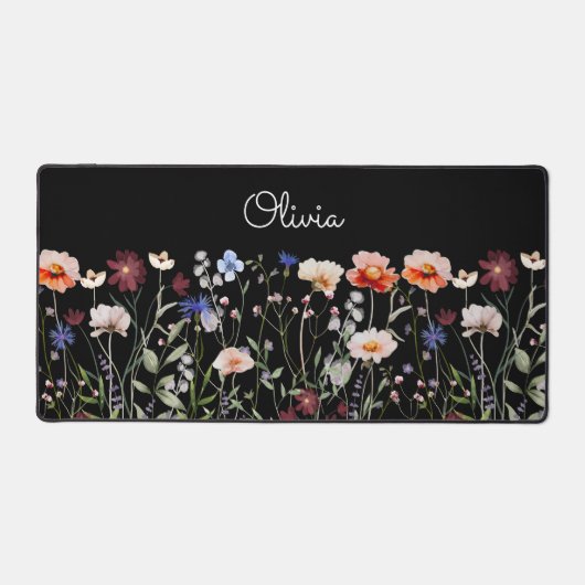 Mit Monogramm Aquarellfarben - Wildblume Wiese Schreibtischunterlage (Vorderseite)