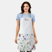 Mit Monogramm Aquarellfarben - Wildblume Wiese Schürze (Getragen)