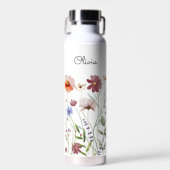 Mit Monogramm Aquarellfarben - Wildblume Wiese Trinkflasche (Vorne)