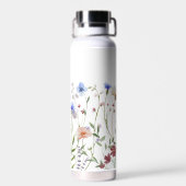 Mit Monogramm Aquarellfarben - Wildblume Wiese Trinkflasche (Rückseite)