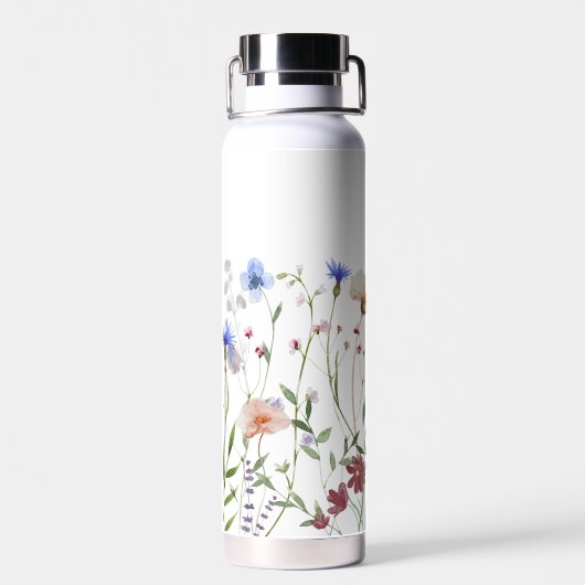 Mit Monogramm Aquarellfarben - Wildblume Wiese Trinkflasche (Rückseite)