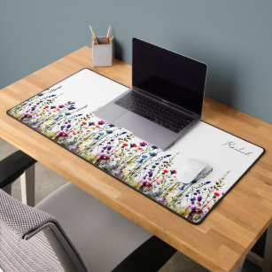 Mit Monogramm Aquarellfarben-Wildblumen Schreibtischunterlage