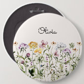 Mit Monogramm Aquarellgarten Wildblume Button (Vorne & Hinten)