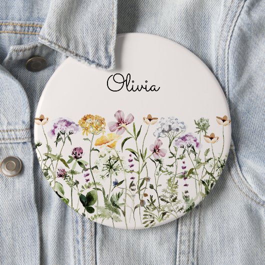 Mit Monogramm Aquarellgarten Wildblume Button (Beispiel)