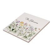 Mit Monogramm Aquarellgarten Wildblume Fliese (Seite)