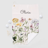 Mit Monogramm Aquarellgarten Wildblume Golfhandtuch (Insitu)