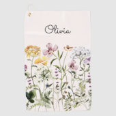 Mit Monogramm Aquarellgarten Wildblume Golfhandtuch (Vorderseite)