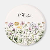 Mit Monogramm Aquarellgarten Wildblume Magnet (Vorne)