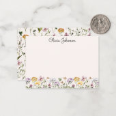 Mit Monogramm Aquarellgarten Wildblume Mitteilungskarte (Vorderseite/Rückseite Beispiel)