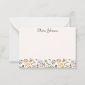 Mit Monogramm Aquarellgarten Wildblume Mitteilungskarte (Vorderseite)