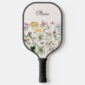 Mit Monogramm Aquarellgarten Wildblume Pickleball Schläger (Vorderseite)