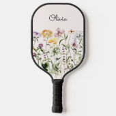 Mit Monogramm Aquarellgarten Wildblume Pickleball Schläger (Rückseite)
