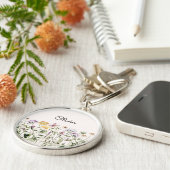 Mit Monogramm Aquarellgarten Wildblume Schlüsselanhänger (Seite)