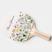 Mit Monogramm Aquarellgarten Wildblume Tischtennis Schläger (Seitenansicht)