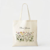 Mit Monogramm Aquarellgarten Wildblume Tragetasche (Vorne)