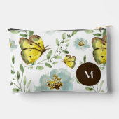 Mit Monogramm Aquarellgelbes Schmetterling Zubehörtasche (Rückseite)