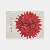 Mit Monogramm Aquarellrot-Blume Fleecedecke (Vorderseite (Horizontal))