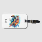 Mit Monogramm Aquarellschildkröte Gepäckanhänger (Vorderseite (Horizontal))