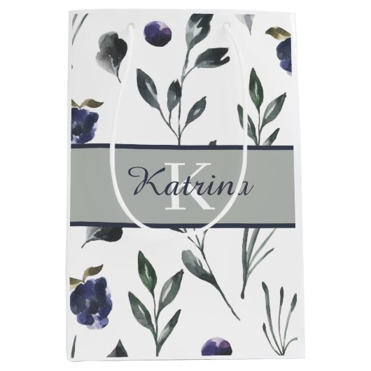 Mit Monogramm Aquarelltasche Mittlere Geschenktüte (Vorderseite)