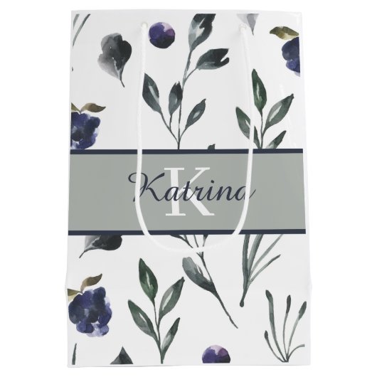 Mit Monogramm Aquarelltasche Mittlere Geschenktüte (Rückseite)