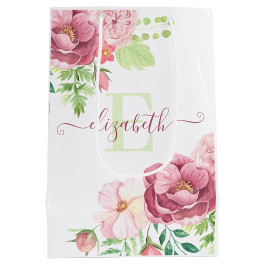 Mit Monogramm Aquarelltasche Mittlere Geschenktüte (Rückseite)