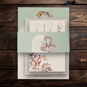 Mit Monogramm Arch Sage Green Floral Cowgirl Stief Einladungsbanderole