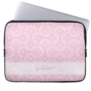 Mit Monogramm Art Deco Fans Preppy in Pink Mandala Laptopschutzhülle