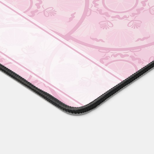 Mit Monogramm Art Deco Fans Preppy in Pink Mandala Schreibtischunterlage (Ecke)