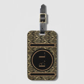 Mit Monogramm Art Deco Gepäckmarke Gepäckanhänger (Vorderseite Vertikal)