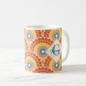 Mit Monogramm Art Deco Sommer Radiant Mandala Kaffeetasse (VorderseiteRechts)