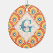 Mit Monogramm Art Deco Sommer Radiant Mandala Keramik Ornament (Links)